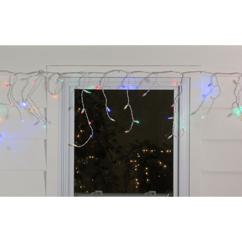 Northlight 100ct Wide Angle LED Icicle String Lights Multi-Color - 6.75' White Wire, 3 of 5