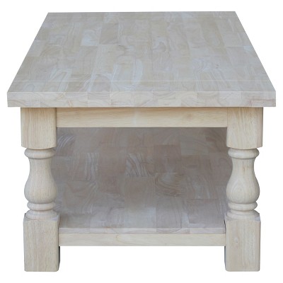 Tuscan Unfinished Solid Parawood Rectangular Coffee Table
