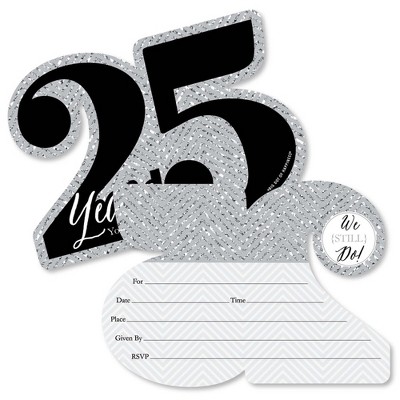  Big Dot of Happiness We Still Do - 25th Wedding Anniversary - Shaped Fill-in Invites - Anniversary Party Invitation Cards with Envelopes - Set of 12 