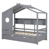 Wooden Full Size/Twin Size House Bed With Trundle, Platform Bed Frame With Storage Shelves, Easy Assembly For Girls Boys - 4 of 4