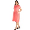 24seven Comfort Apparel Short Sleeve Plus Size  Midi Skater Dress With Pockets - 2 of 4