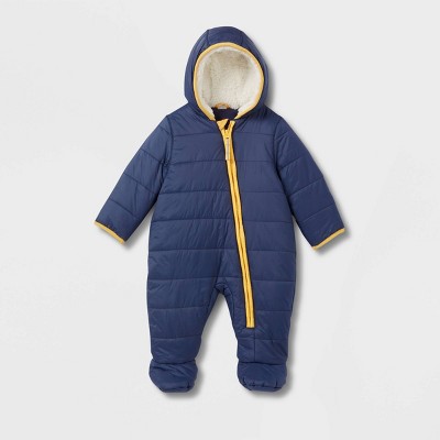 Baby Long Sleeve Bunting Snowsuit - Cat & Jack™ Navy Blue 3M