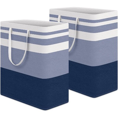 2 Pack Large Laundry Baskets, Waterproof, Freestanding Laundry Hampers, Collapsible Clothes Hamper with Reinforced Handles in College Dorm