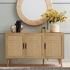 LuxenHome Rattan Buffet Cabinet with Storage, 47" Light Oak Finish Wood Accent Sideboard Cabinet with 3-Door, Boho Coffee Bar Console Table - 2 of 4