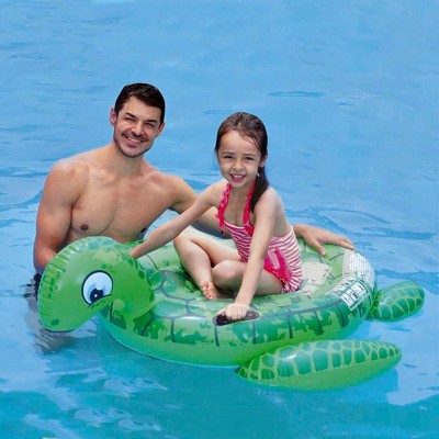 Pool Central 4.5' Inflatable Green Sea Turtle Pool Float with Handles