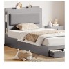 Twin Size Bed Frame With Headboard And Storage Shelves, Bed Frame With Drawers Underneath, Noise Free Mattress Foundation, No Box Spring Needed - 3 of 4