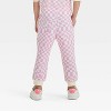 Grayson Mini Toddler Girls' Checkerboard Printed Pull-On French Terry Jogger Pants - Pink - 2 of 3