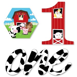 Big Dot of Happiness 1st Birthday Farm Animals - DIY Shaped Barnyard First Birthday Party Cut-Outs - 24 Count - 1 of 4