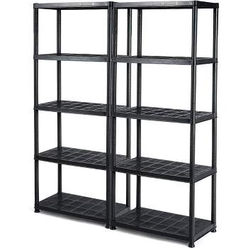 Tangkula 2 PCS 5 Tier Plastic Storage Shelves Multi-Use Free Standing Shelf Unit  Heavy Duty Rack for Home Office Garage