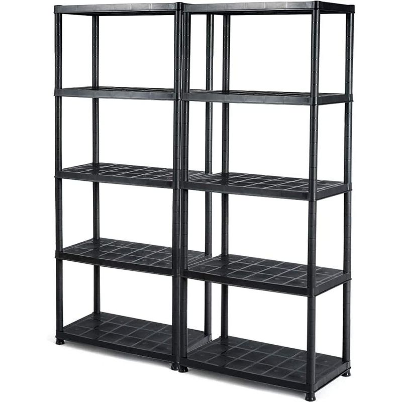 Tangkula 2 PCS 5 Tier Plastic Storage Shelves Multi-Use Free Standing Shelf Unit  Heavy Duty Rack for Home Office Garage, 1 of 11