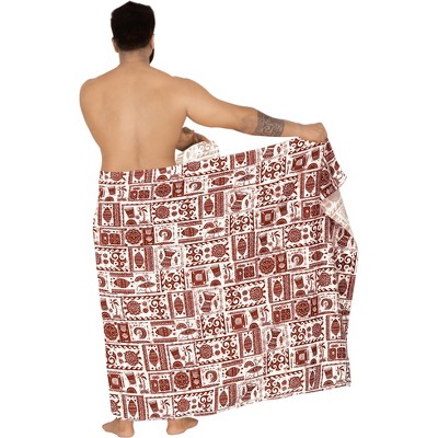 LA LEELA Men's Sarong Wraps Swim Beach Cover Ups One Size Maroon Multi