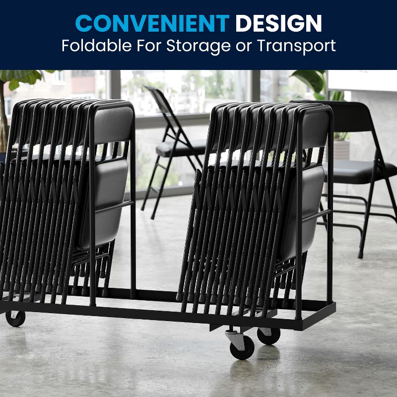 Flash Furniture 4 Pack HERCULES Series Curved Triple Braced & Double Hinged Upholstered Metal Folding Chair, 5 of 13