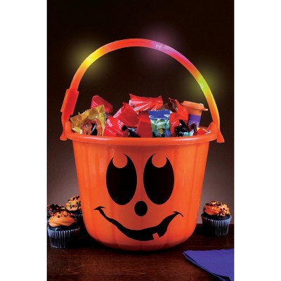 Fun World 12-inch Orange Pumpkin Light Up Candy Bucket