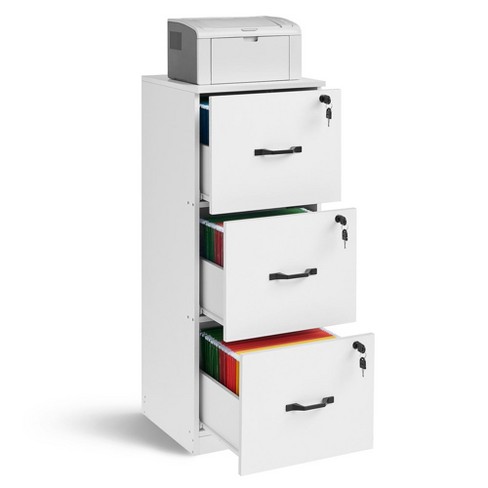 Vasagle File Cabinet For Home Office Printer Stand With 3 Lockable Drawers Adjule Hanging Rails Cloud White Target