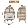 homfan Egg Chair Wicker Outdoor Chairs, Oversize Patio Chair Rattan Lounger Chair w/ 4 Cushions & Steel Frame Stand for Indoor Outdoor Patio Backyard - 2 of 4
