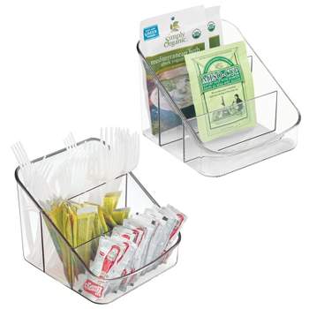 mDesign Plastic Food Packet Organizer Bin Caddy, 4 Sections - 4 Pack Clear - Clear