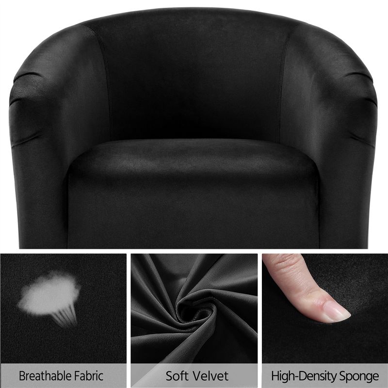 Yaheetech Velvet Club Accent Arm Chair Upholstered Barrel Chair, 5 of 8