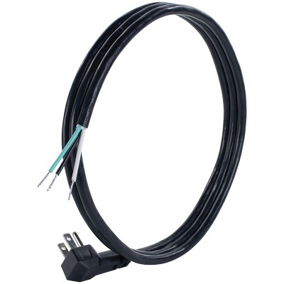 10-Amp Black Right-Angle Plug Power Supply Cord, 6ft