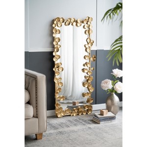 Wooakway 51.4"H 29.1"W Arch Iron Accent Wall Mirror Novelty Bathroom/Vanity Mirror with Golden Leaves - 1 of 4