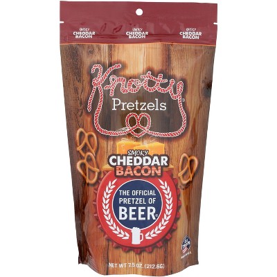 Knotty Pretzels Smoky Cheddar Bacon Pretzels - Case of 12 - 7.5 oz