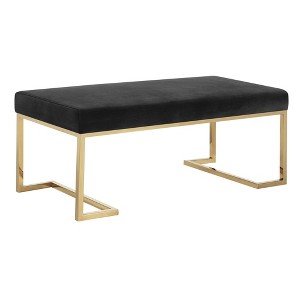 Clay Upholstered Bench with Gold Metallic Legs Onyx - Picket House Furnishings, Black
