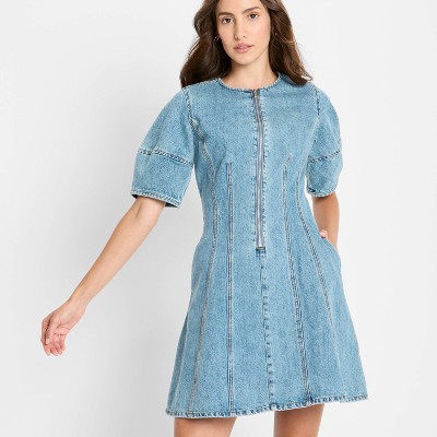 Women's Corset Denim Mini A-Line Dress - Future Collective