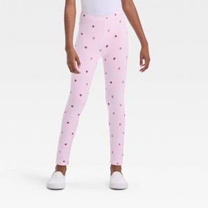 Girls' 'Strawberry' Leggings - Cat & Jack™ Light Pink - 1 of 3