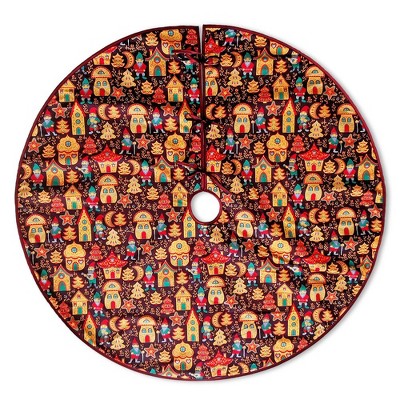 48-Inch Maroon Faux Suede Gnome Folk Christmas Tree Skirt