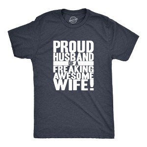 Mens Proud Husband of a Freaking Awesome Wife Funny Married T shirt - Crazy Dog Men's T Shirt - 1 of 4
