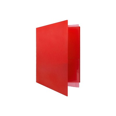 JAM Paper Heavy Duty Plastic Multi-Pocket Folders 4 Pocket Organizer Red 389MP4RE