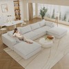 157.6" Corduroy Cloud Feather-filled U-Shaped Sectional Sofa with Deep Seat, Double-Layer Design, Removable Cushions, No Assembly, and DIY Combination - 2 of 4