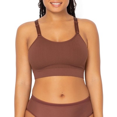 Curvy Couture Women's Smooth Seamless Comfort Wireless Longline Bra  Chocolate M : Target