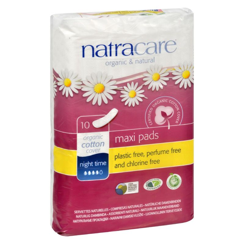 Natracare Organic Cotton Maxi Pads Night Time - 10 ct, 1 of 4