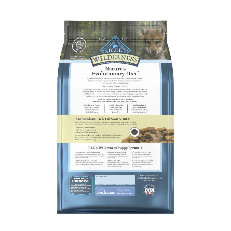 Blue Buffalo Wilderness High Protein Natural Puppy Dry Dog Food plus Wholesome Grains with Chicken - 4.5lbs, 3 of 12