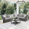 Martha Stewart Bedford Indoor-Outdoor Modular Patio 6-Seat Sectional Sofa in Rattan Wicker with All-Weather Cushions - 2 of 4