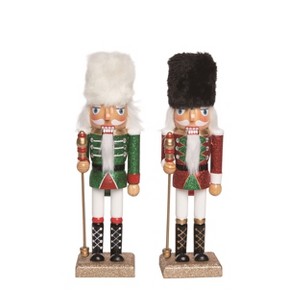 Transpac Christmas Wooden Fuzzy Hat Nutcracker Set of 2 Christmas Home Decorations - 1 of 1