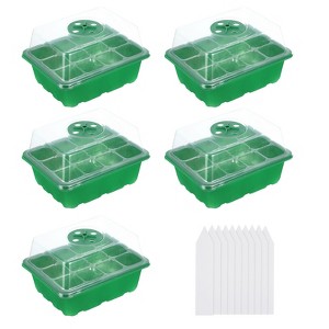 Unique Bargains Breathable Light-Transmissive Corrosion-Resistant Adjustable Humidity Seeding Tray 5 Pcs - 1 of 4