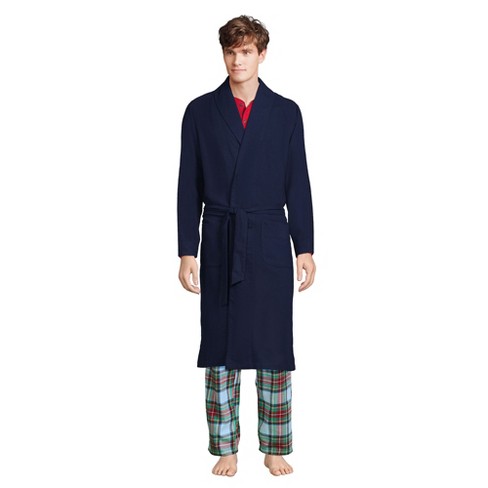 Lands' End Men's Flannel Robe - Large - Deep Sea Navy : Target