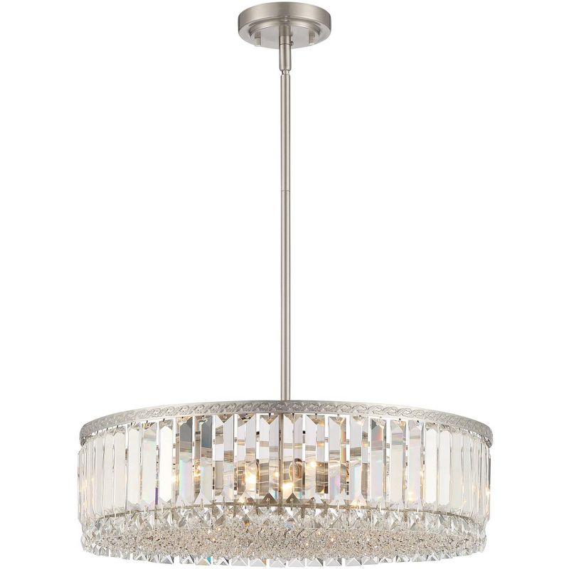 Stiffel Brushed Nickel Drum Pendant Chandelier 20 1/4" Wide Modern Clear Crystal 5-Light Fixture for Dining Room House Entryway, 5 of 10