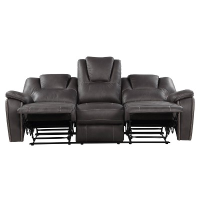 Charcoal Faux Leather Reclining Sofa with Pillow-top Arms