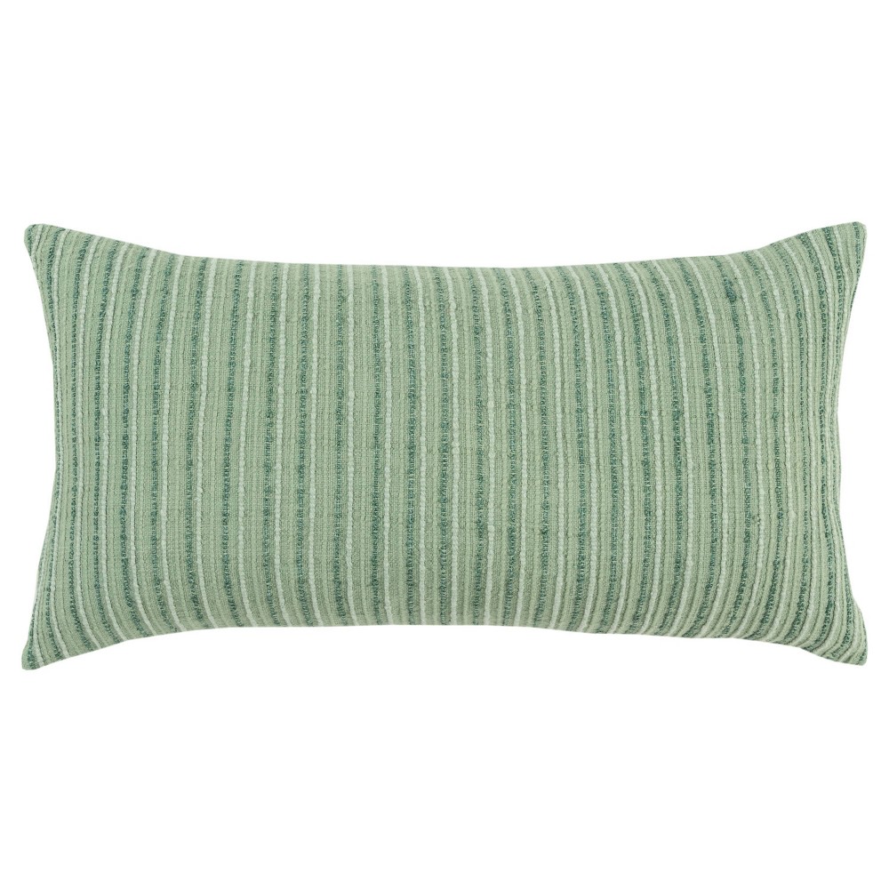 Photos - Pillow 14"x26" Oversized Solid Striped Poly Filled Lumbar Throw  Light Gree