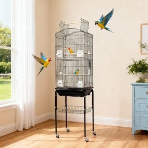 Heavy-Duty Open-Top Bird Cage – Detachable Rolling Stand, Hanging & Storage Shelf | Playtop Pet House for Medium/Small Parrots - 1 of 4