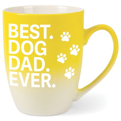 Elanze Designs Best Dog Dad Ever Two Toned Ombre Matte Yellow and White 12 ounce Ceramic Stoneware Coffee Cup Mug