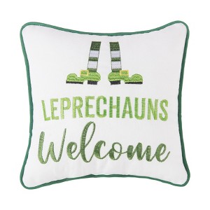 C&F Home 10" x 10" St. Patrick's Day "Leprechauns Welcome" Embroidered  Small/Petite Accent Throw Pillow - 1 of 4