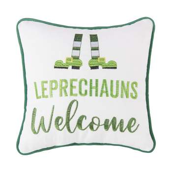 C&F Home Leprechauns Welcome Embroidered 10 X 10 Inch Throw Pillow St. Patrick's Day Decorative Accent Covers For Couch And Bed