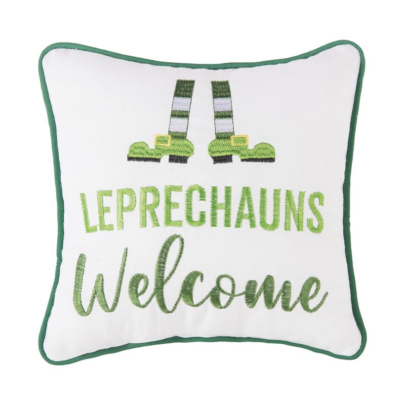 C&F Home Leprechauns Welcome Embroidered 10 X 10 Inch Throw Pillow St. Patrick's Day Decorative Accent Covers For Couch And Bed, 1 of 6