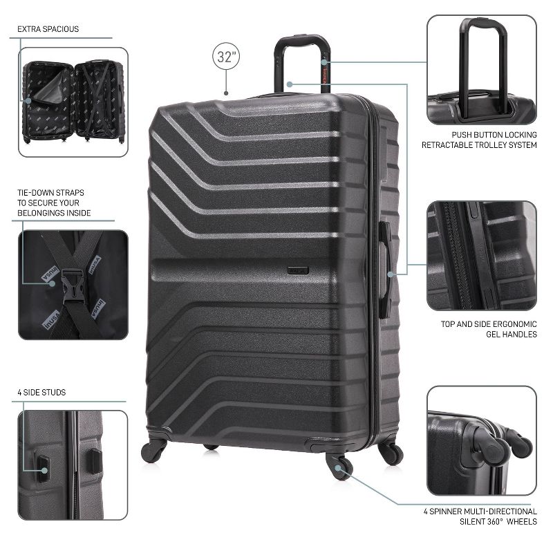 InUSA Aurum Lightweight Hardside Extra Large Spinner Luggage - Black, 4 of 18