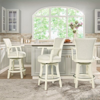 Williams 27" White Pepper Oak Wood Swivel Counter Stool