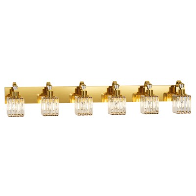 Modern Crystal Bathroom Vanity Lights Gold Bathroom Light Fixtures Crystal Vanity Shower Lights Over Mirror, Square Shade