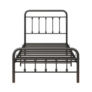 TiramisuBest Full Metal Platform Bed Frame with Headboard, Strong Slat Support, No Box Spring Needed, Easy Assembly, Black - 1 of 4
